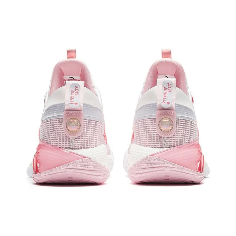 Anta ZUP1 Anti Slip And Wear Resistant Lightweight Low Top Basketball Shoes Men's Pink White-4