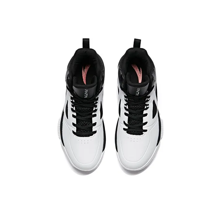 Anta Bastard Cushioning Anti-Slip And Wear-Resistant Mid-Top Vintage Basketball Shoes Men's White Black-3