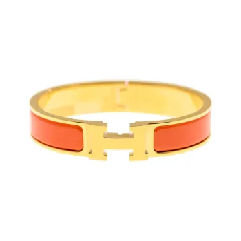 HERMES 20th Century Narrow Enamel Clic H Bracelet Pm Costume Bracelet