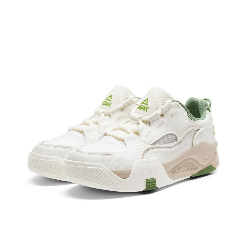 PEAK State Pole Roaming Skateboard Shoes Men Low Top Ecru/Green-2