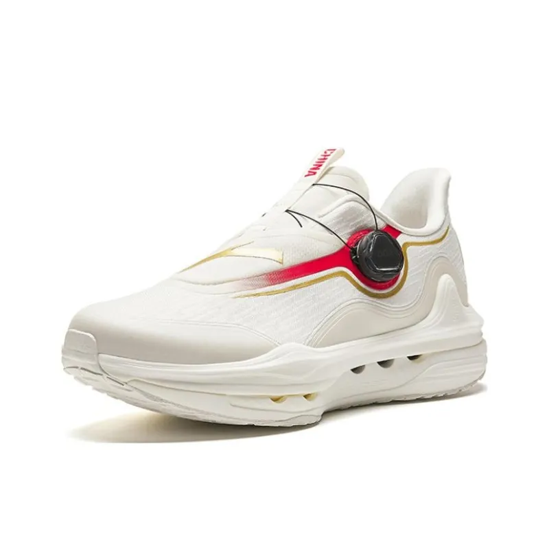 Anta Champion All Weather Series Cushioning Wear Resistant Low Top Running Shoes Men's White Red-2