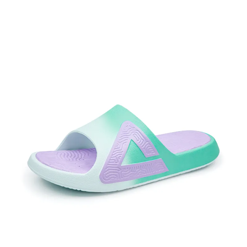 PEAK Tai Ji1.0 EVA Rubber Sole Quiet Slip-Resistant Slide Slippers Unisex Purple Green-1
