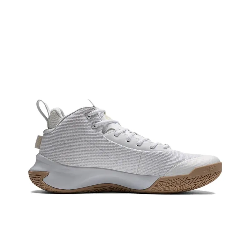 PEAK Triumph 1.0 Anti Slip Wear Resistant Mid Top Basketball Shoes Men's White Brown-1