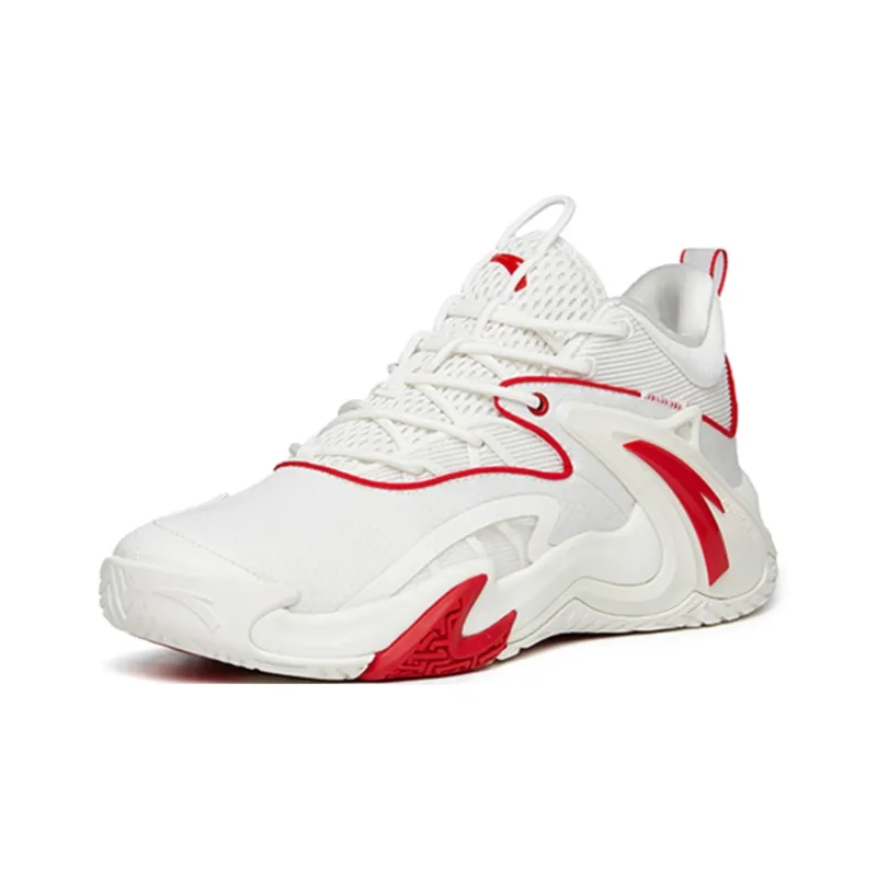 Anta Airspace 3 Cushioning Anti Slip Wear Resistant Breathability Low Top Basketball Shoes Men's White Red-2