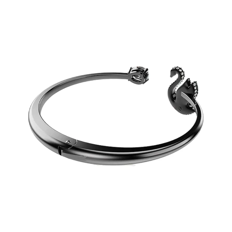 Swarovski Swan motif Open cuff Bracelet-3