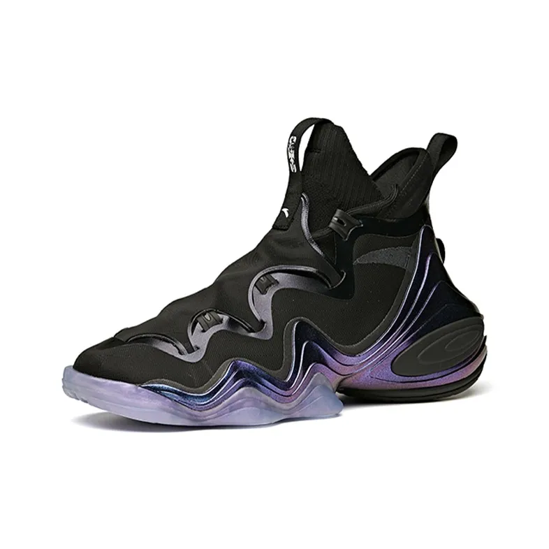 Anta Star Free Anti Slip Wear Resistant Mid Top Basketball Shoes Men's Black-2