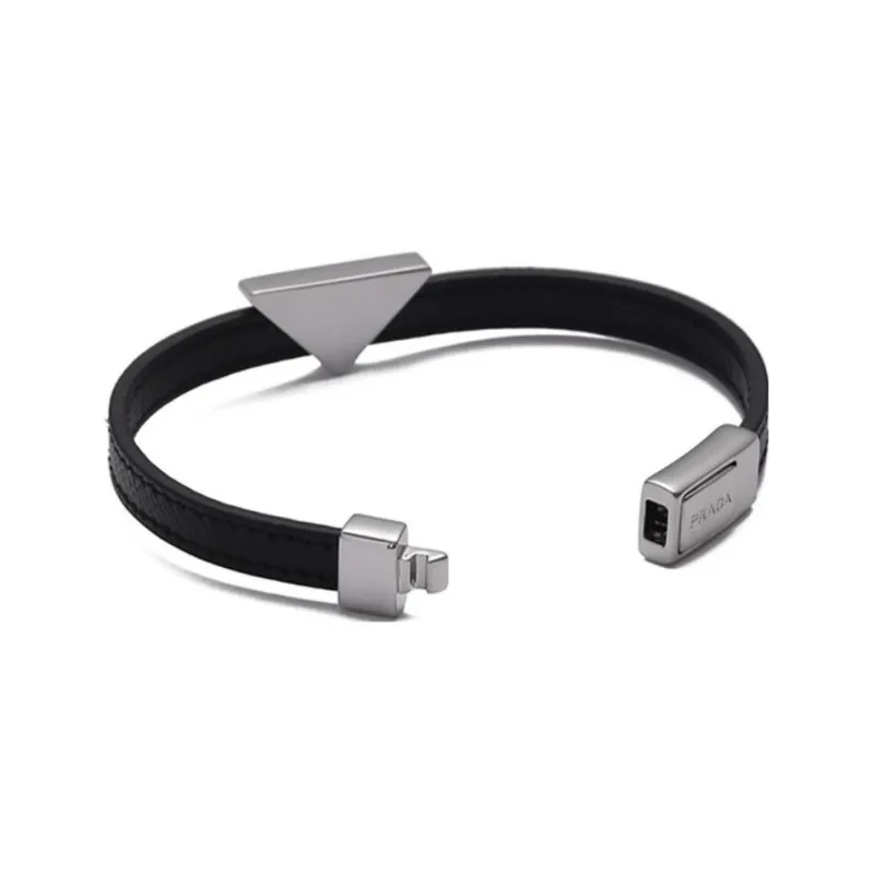 PRADA Leather Bangles Men's Black-3