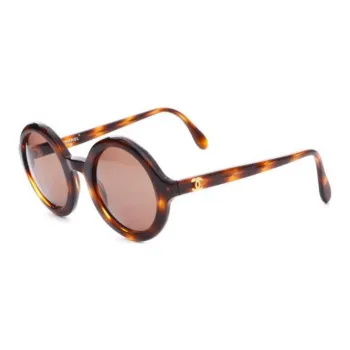 CHANEL 2000s Tortoiseshell-effect Round-frame Sunglasses