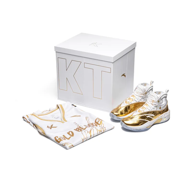 Anta KT8 Gold Blooded Cushioning Anti-Slip And Wear-Resistant High-Top Performance Basketball Shoes White Gold-0