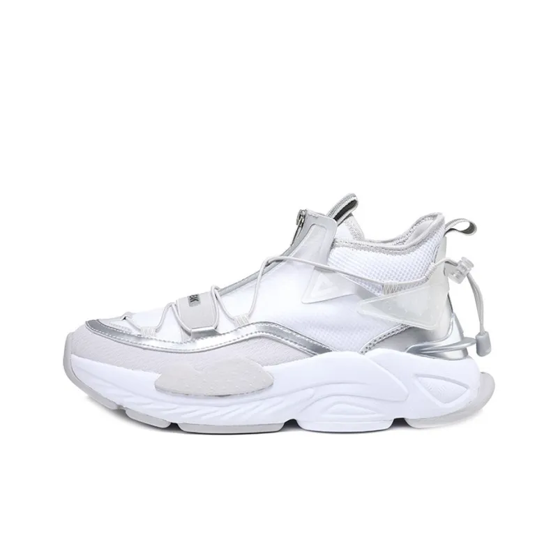 PEAK Taichi Slip Resistant High Top Running Shoes Men's White Silver-0