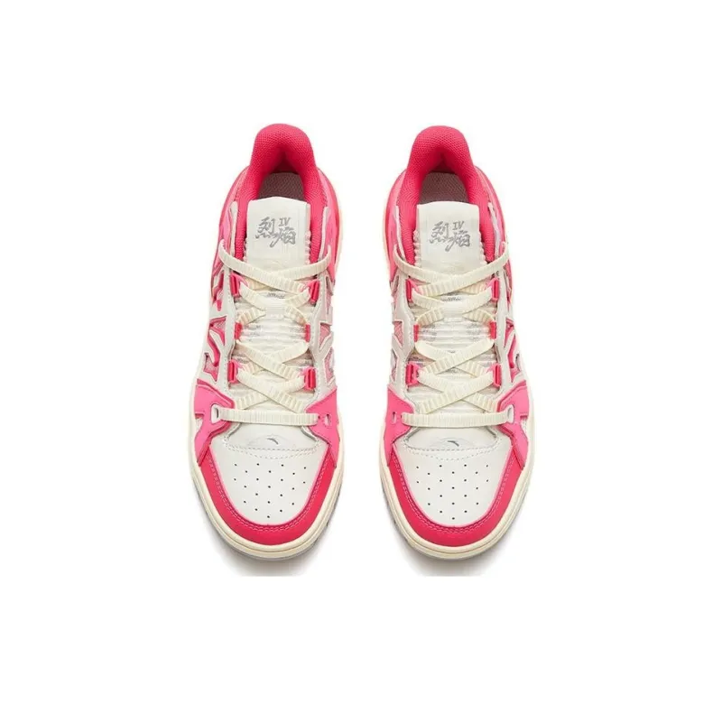 Anta Flame 4.0 Anti Slip Wear Resistant Low Top Skateboard Shoes Women's White Red-2