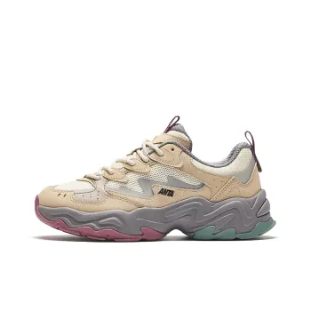 Anta Meteorite Cushioned Slip-Resistant Low-Top Casual Shoes Women's Beige Brown Gray