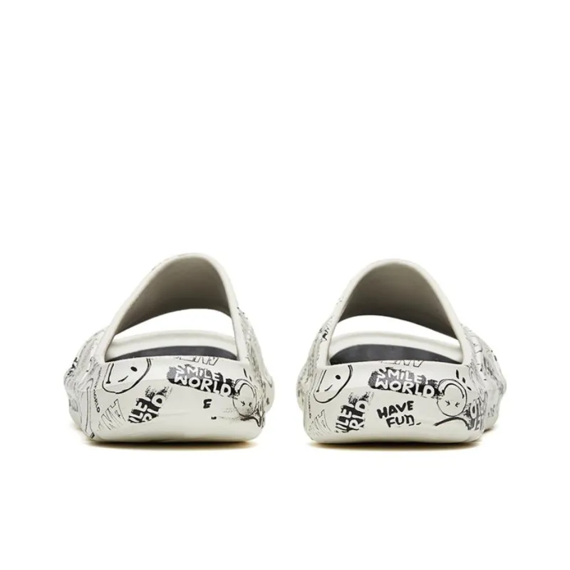 SMILEY x Anta C37 Series Rubber Sole Slide Slippers Men's Black White-3