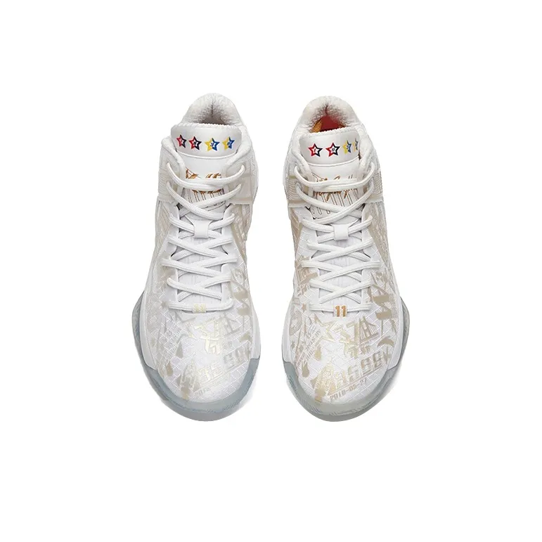 Anta KT1 Pro Abrasion Resistant Breathable High Top Nitrogen Technology Basketball Shoes Men's White Gold-3