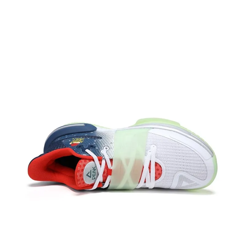 PEAK Flash 2 Generation Durable Breathable Low-Top Basketball Shoes White Blue-2