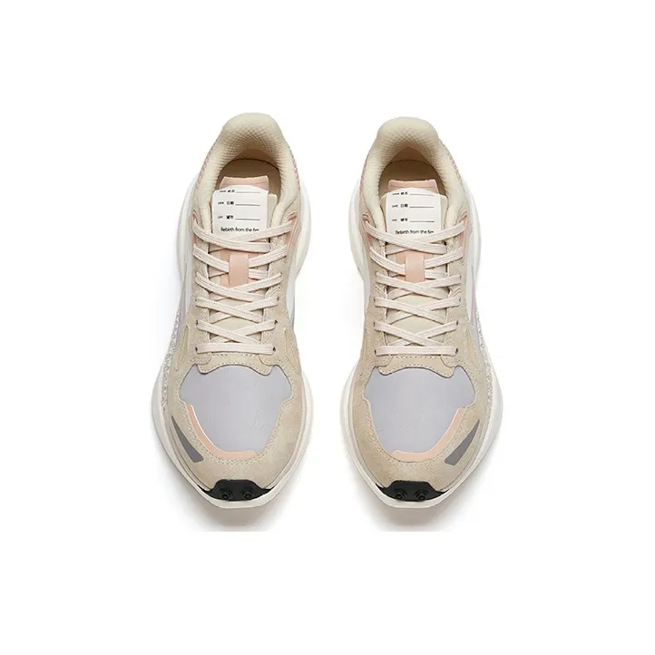 Anta Star C202 Anti Slip Wear Resistant Low Top Running Shoes Women's Beige Gray Yellow-2