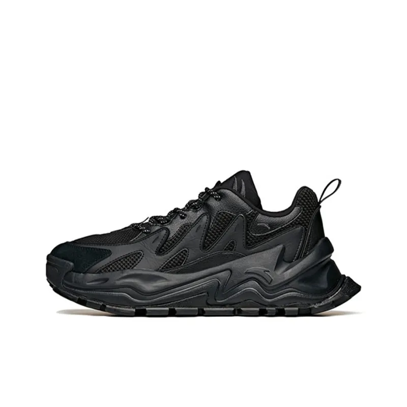 Anta Hot Cushioning Anti Slip Wear Resistant Breathability Low Top Chunky Sneakers Men's Black-0
