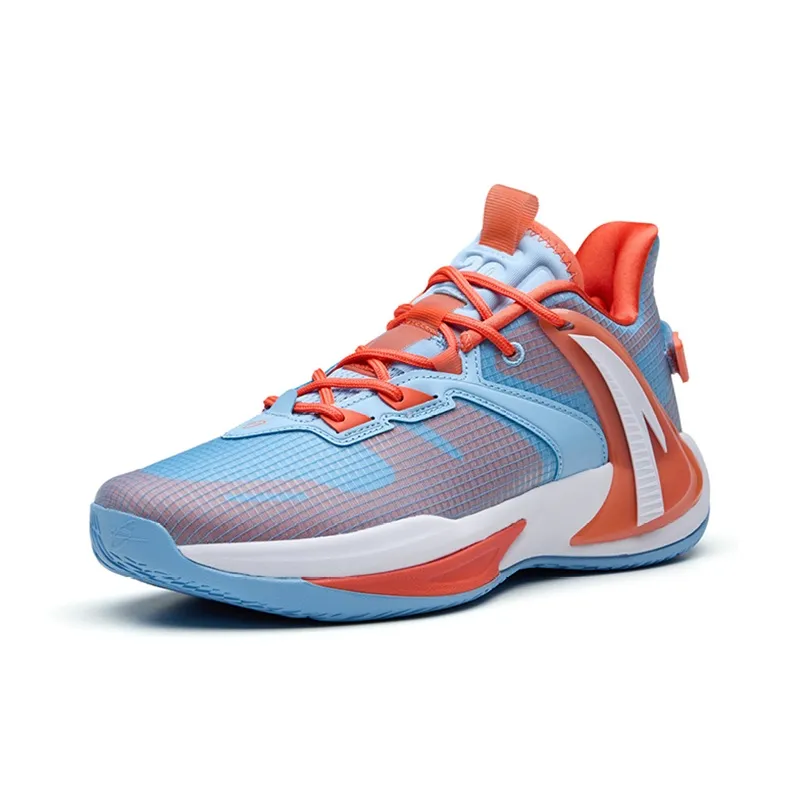 ANTA Swoosh 2.0 Basketball Shoes Men Low Top Waterfall Blue/Carthamus Orange-2