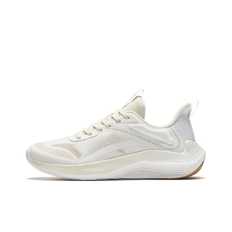 Anta DuCi1 Cushioning Breathable Low Top Running Shoes Women's White Beige-0