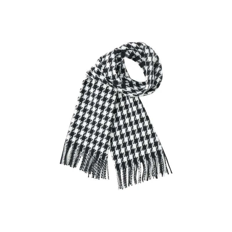 CAMEL Polyester Knit Scarves Unisex Black White-1