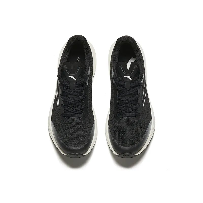 Anta Road Run Cushioning Wear Resistant Rebound Low Top Running Shoes Women's Black White-2