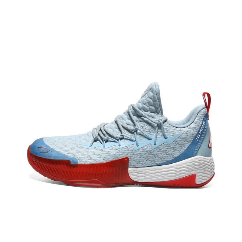 PEAK Wear Resistant Slip Resistant Low Top Performance Basketball Shoes Men's Light Blue-0