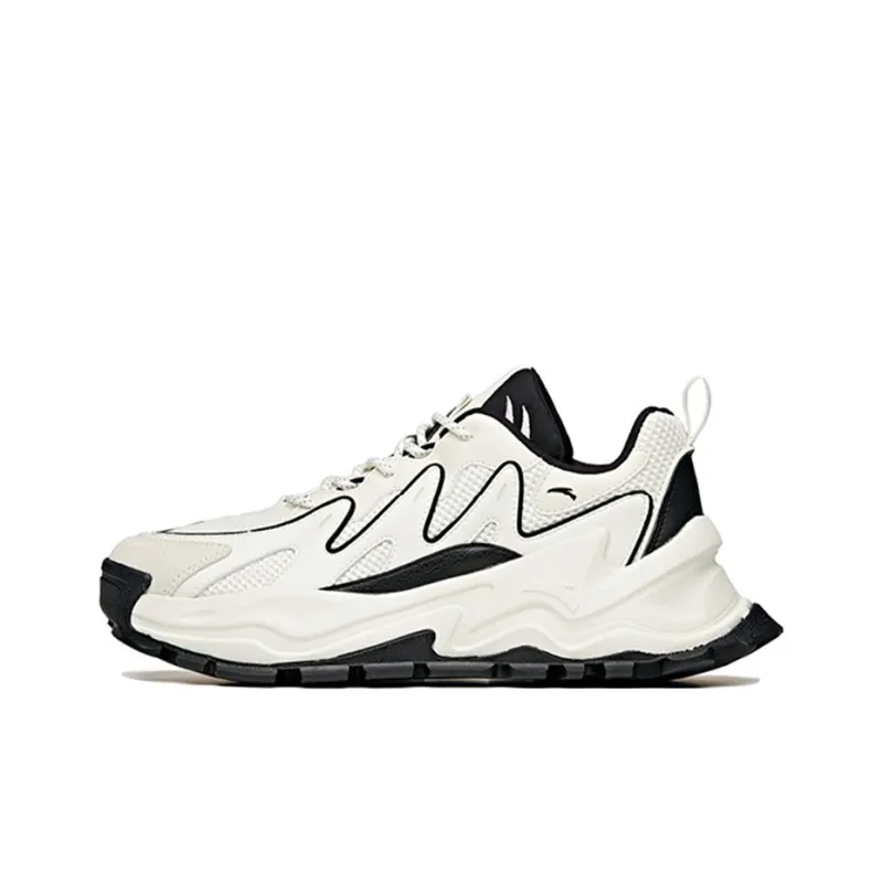 Anta Hot Cushioning Anti Slip Wear Resistant Breathability Low Top Chunky Sneakers Men's White Black-0