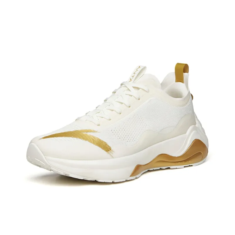 Anta Shock Absorbing, Non Slip, Wear Resistant, Breathable And Lightweight Low Top Running Shoes Women's White Gold-1