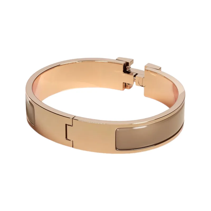 HERMES Enamel Bangles Women's Rose Gold-1