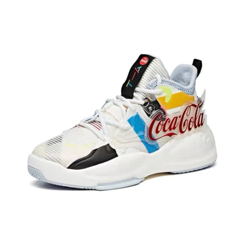 Anta Bastard Cushioning Anti Slip And Wear Resistant Mid Top Sports Casual Shoes Women's White Blue Yellow-2