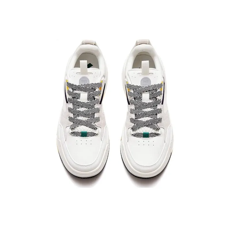 Anta 982EVO Anti Slip Wear Resistant Low Top Skateboard Shoes Women's White Green Yellow-2