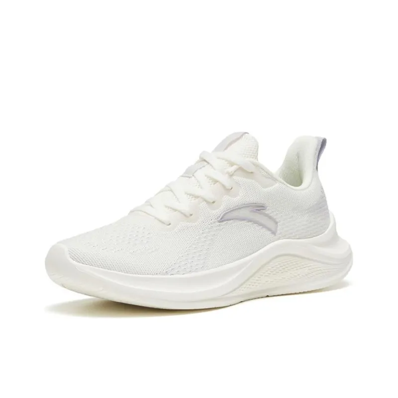 Anta Flyknit Cushioned Slip Resistant Abrasion Resistant Low Top Casual Running Shoes Women's Gray Purple-1