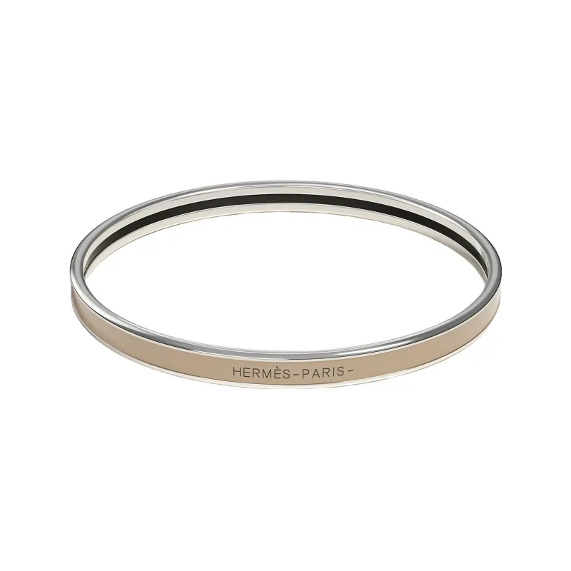 HERMES Enamel Bangles Unisex Brown-0