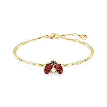 Swarovski Cubic Zirconia Faux Crystal Gold Tone Plated Bangles Women's Red