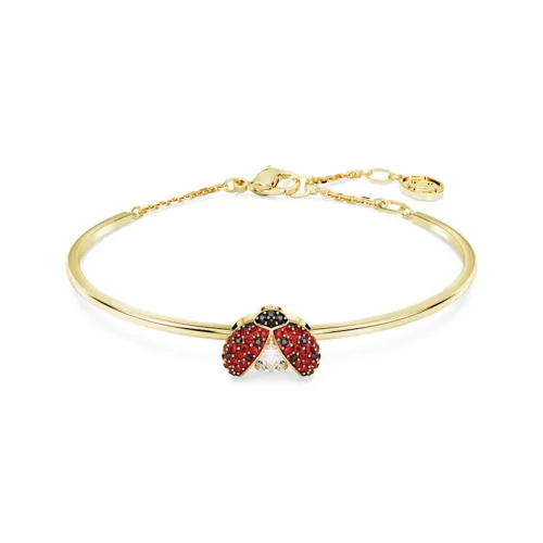 Swarovski Cubic Zirconia Faux Crystal Gold Tone Plated Bangles Women's Red