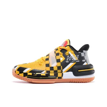 PEAK Flash 2 Generation Cushioning Anti Slip Wear Resistant Breathability Mid Top Basketball Shoes Yellow Black