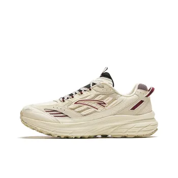 Anta Cushioning Slip Resistant And Abrasion Resistant Low Top Casual Running Shoes Men's Beige Yellow Red