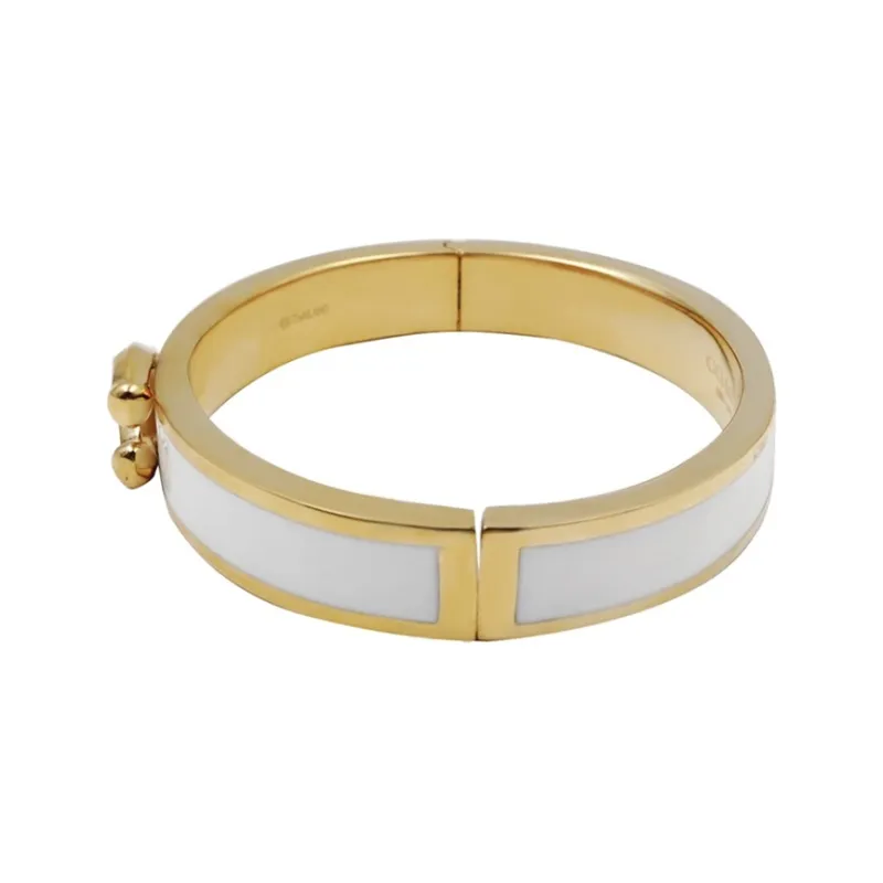 COACH Gold Plated Bangles Women's White/Gold Color-3