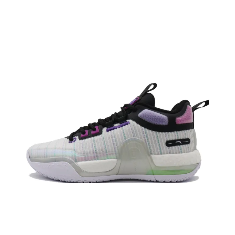 Anta Bastard Cushioning Anti Slip And Wear Resistant High Top Basketball Shoes Men's White Black Purple-0