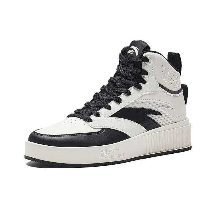 Anta Milk Lid 2 Anti Slip Wear Resistant Mid Top Skateboard Shoes Women's White Black-1