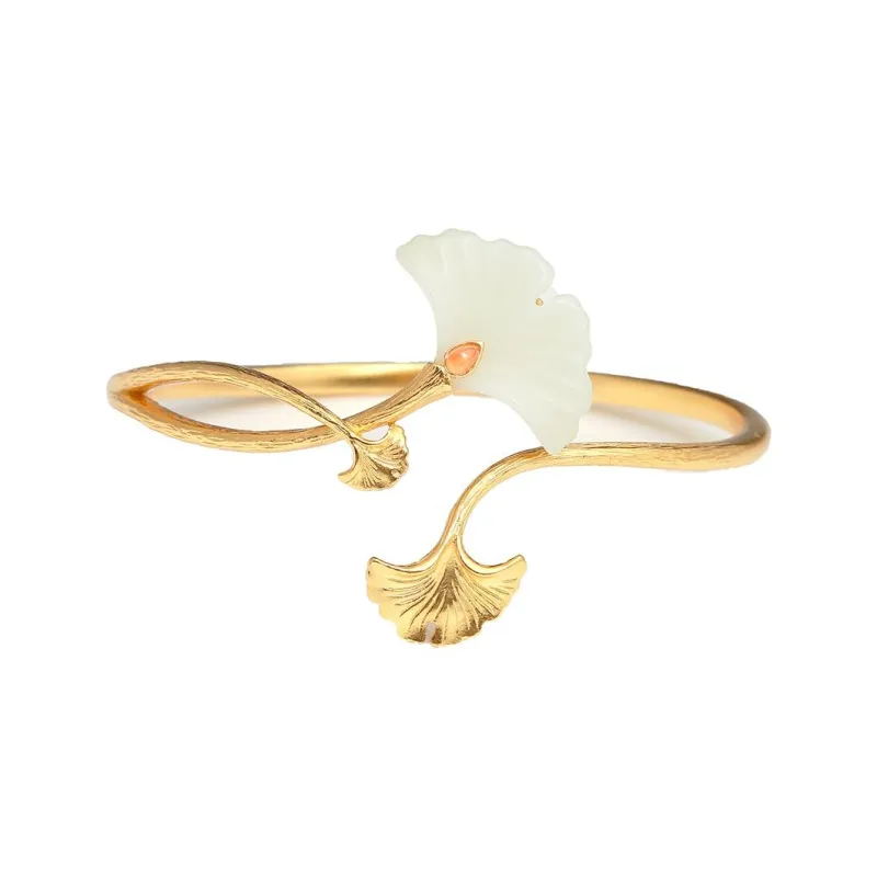 Artisan Lock Heart Jade Hetian Jade 925 Sterling Silver Hetian Jade Bangles Women's Jasper-14