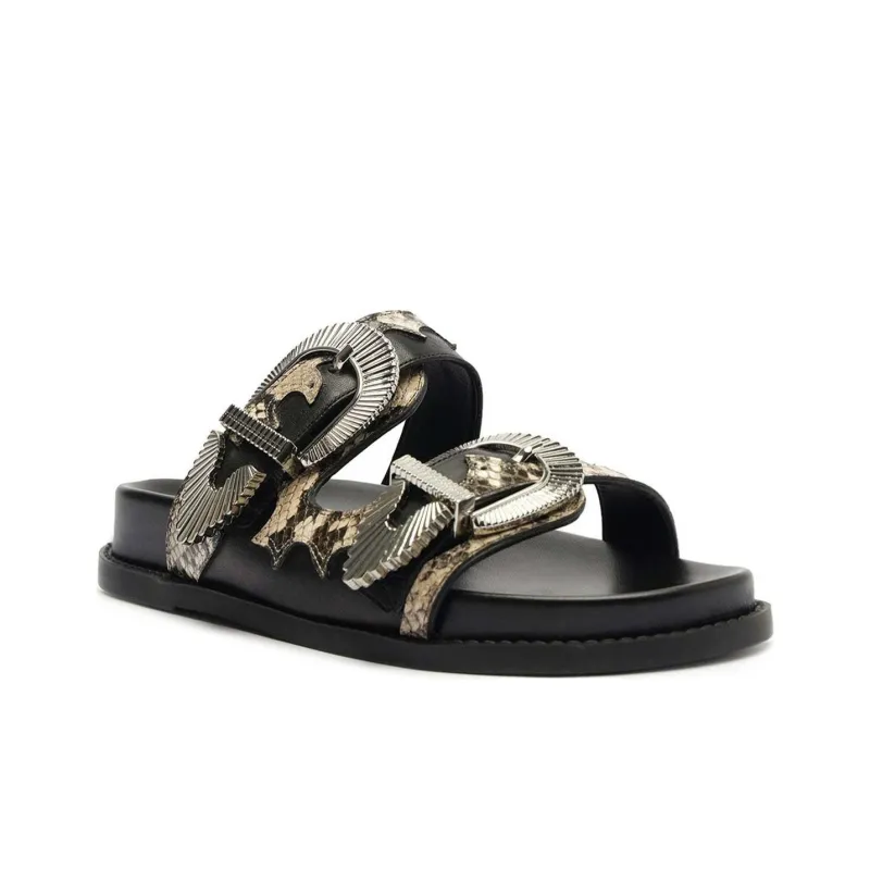 Schutz Slide Slippers Women's Black-2