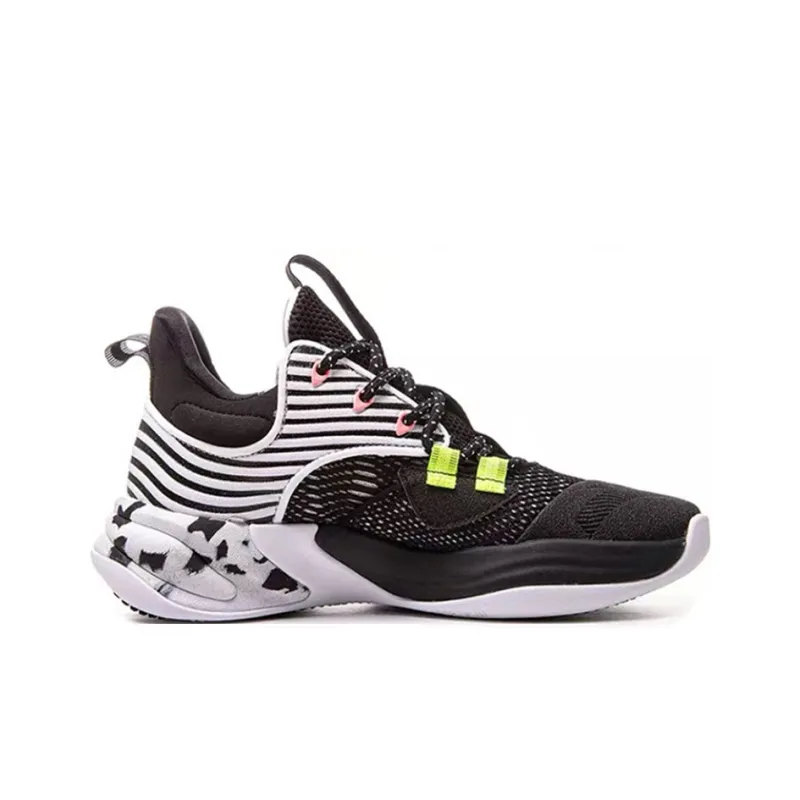 Anta Hear Wave 2 Mid-Top Basketball Shoes Men's Black White-1