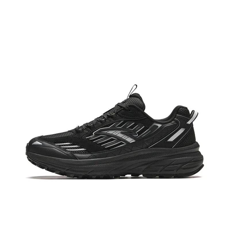 Anta Cushioned Slip-Resistant Abrasion-Resistant Low-Top Running Shoes Men's Black Silver-0