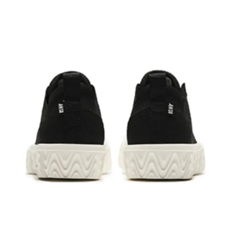 Anta Flyknit Cushioning Wear Resistant Low Top Skateboard Shoes Men's Black-2