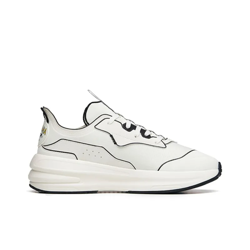 SNOOPY x Anta C37 Series Cushioned Slip-Resistant Abrasion-Resistant Low-Top Running Shoes Men's Black White-1