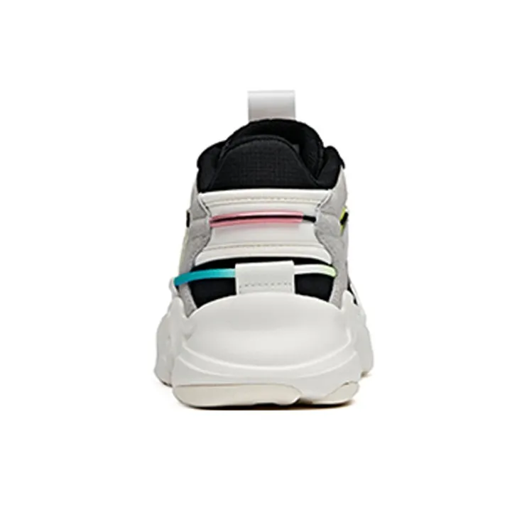 Anta Walker Anti Slip And Wear Resistant Lightweight Low Top Chunky Sneakers Women's Black White Blue-3