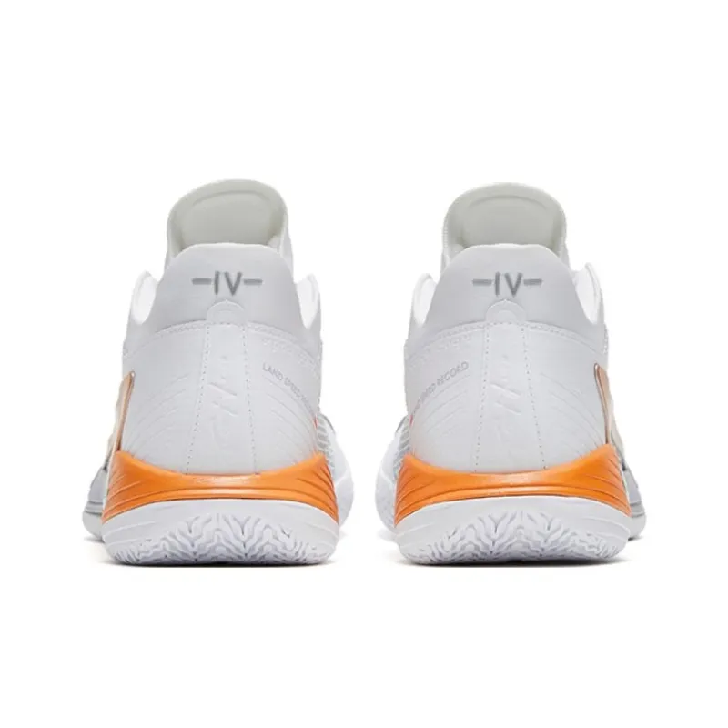 Anta Lighthearted 4 Rocket Tail Flame Anti Slip Wear Resistant Low Top Basketball Shoes Men's White Orange-3