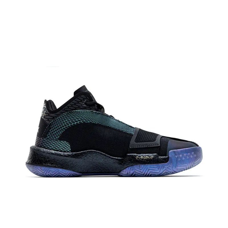 PEAK State Extremely Large Triangle 1.0 Wear-Resistant Slip-Resistant Cushioning Mid-Top Basketball Shoes Black Gold-2
