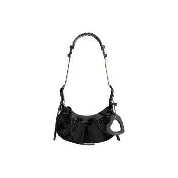 Balenciaga Le Cagole Washed Denim Crossbody Bag, Shoulder Bag Women's Black